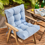 Artplan Outdoor Cushions Wicker Tufted Pillow with Back for Outdoor Furniture, Rocking Chair Cushion Premium Tufted Pads Set of Upper and Lower with Ties