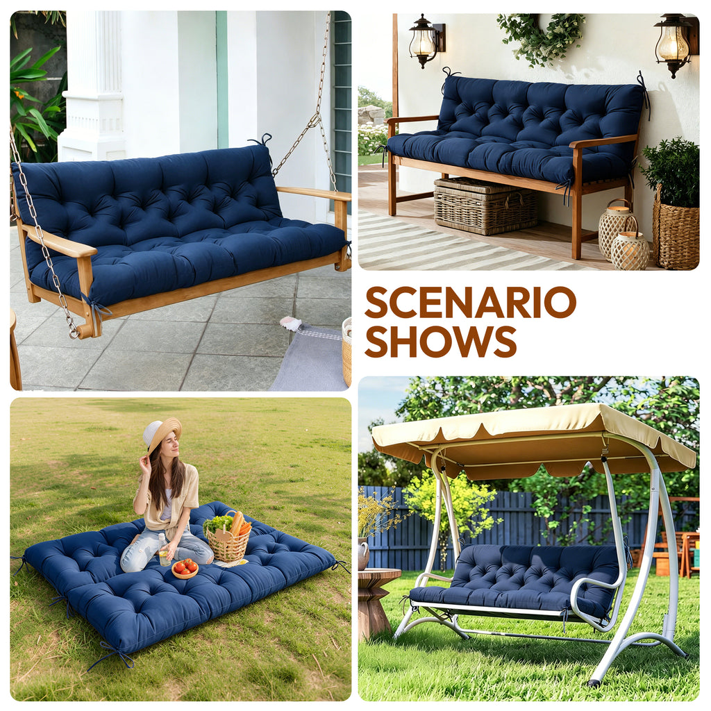 Swing Cushion Replacement, 2-3 Seater Waterproof Outdoor Bench Pad for Patio, Porch, Garden Furniture - Heavy-Duty Universal Fit