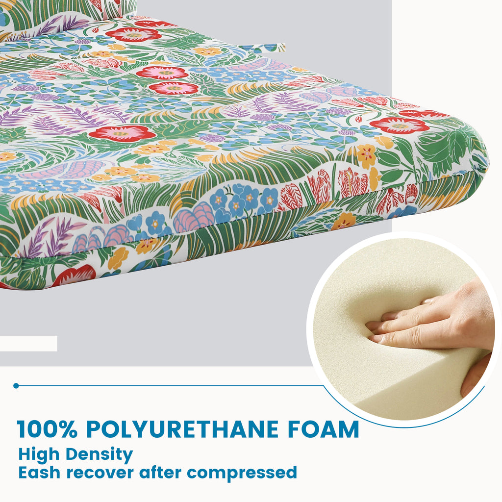 ARTPLAN Outdoor Chair Cushion,Seat & High Back Adirondack Rocking Wicker Chair Lawn Foam Cushion for Patio Furniture,45.5"x21"x3"