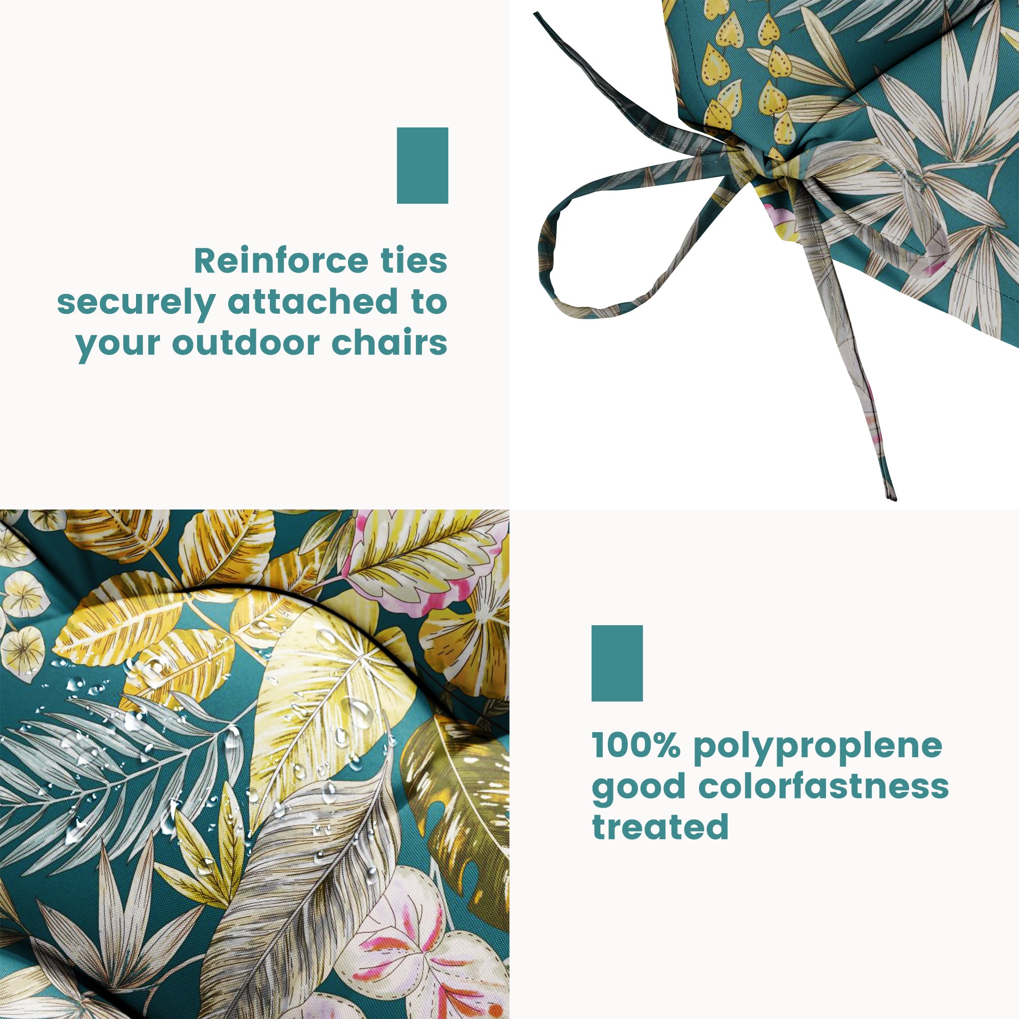 Floral High-Back Seat Cushion - Waterproof Outdoor Adirondack Chair Cushion for Patio Furniture with Tie, Vibrant Patterns, Premium Elastic Padding, Multi-Scenario Use