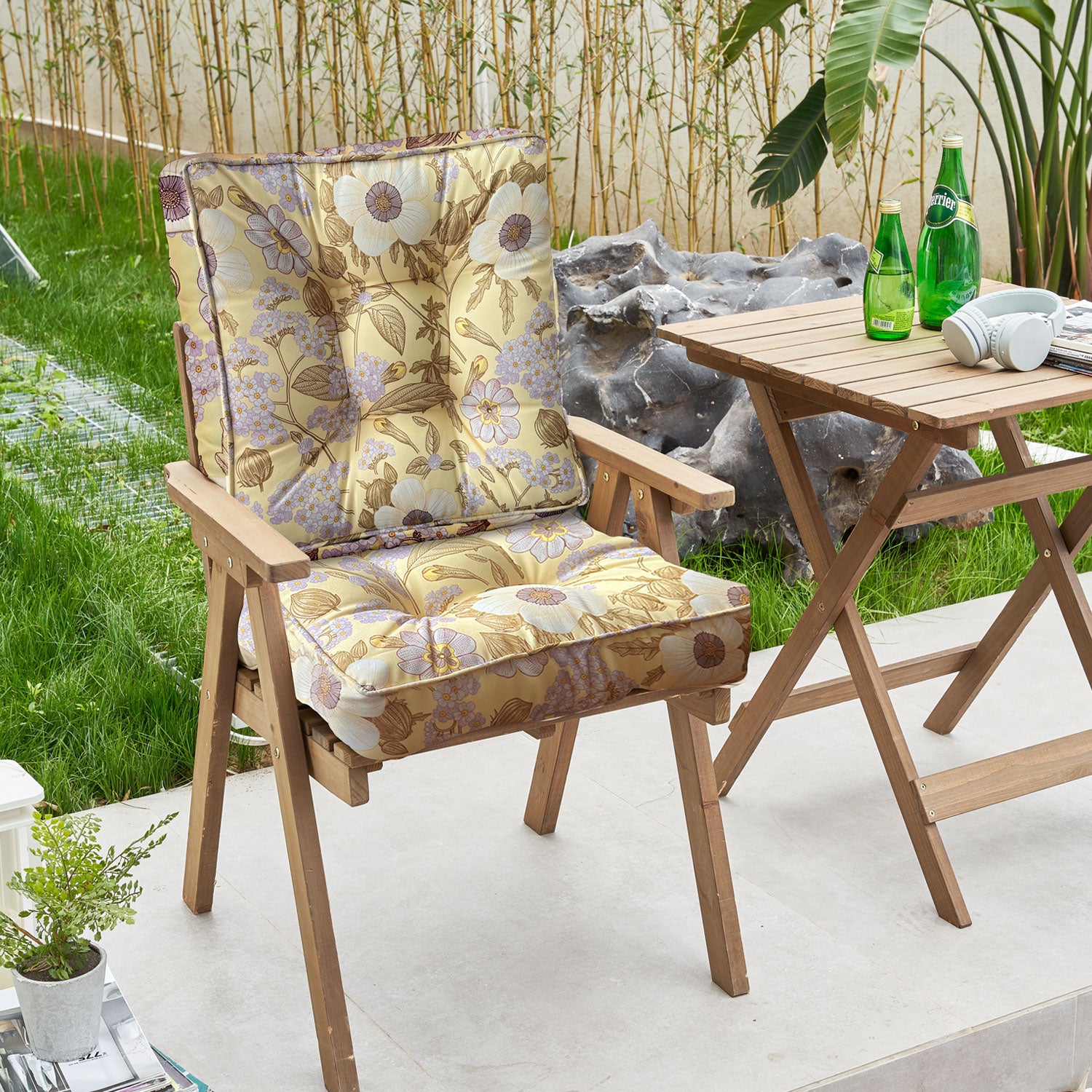 ARTPLAN Outdoor Seat Cushions,Pack of 2 Tufted  Patio Chair Pads 19x19x5 Inches Square Foam for Dining Chair