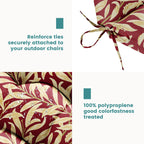 Floral High-Back Seat Cushion - Waterproof Outdoor Adirondack Chair Cushion for Patio Furniture with Tie, Vibrant Patterns, Premium Elastic Padding, Multi-Scenario Use
