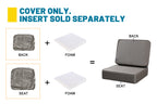 ARTPLAN Outdoor Deep Seat Slipcovers，Set of 2 24x24x6" 18x24 Olefin,Square Outdoor Cushion Cover, for Patio Funiture