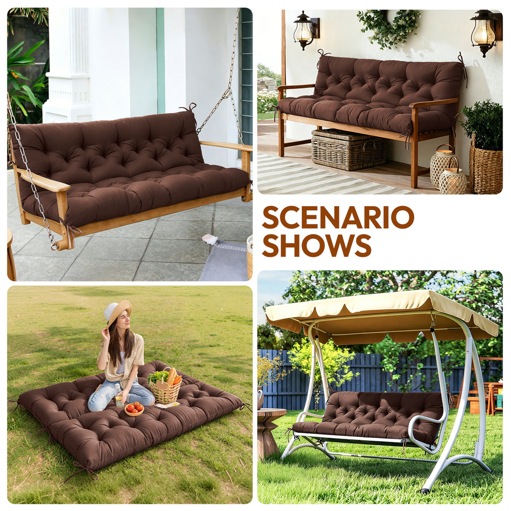 Swing Cushion Replacement, 2-3 Seater Waterproof Outdoor Bench Pad for Patio, Porch, Garden Furniture - Heavy-Duty Universal Fit