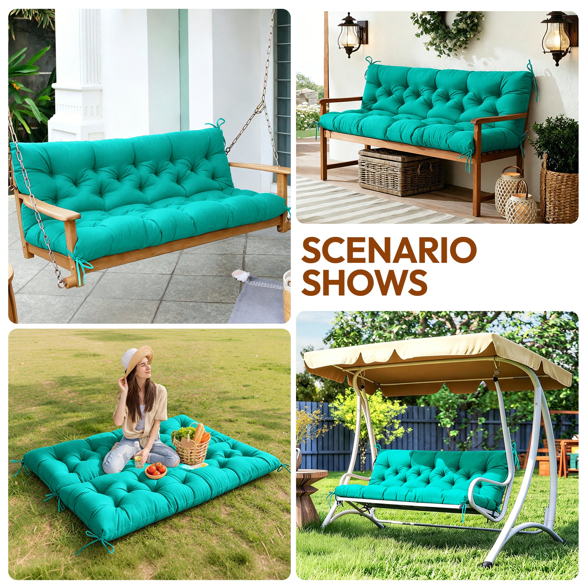 Swing Cushion Replacement, 2-3 Seater Waterproof Outdoor Bench Pad for Patio, Porch, Garden Furniture - Heavy-Duty Universal Fit
