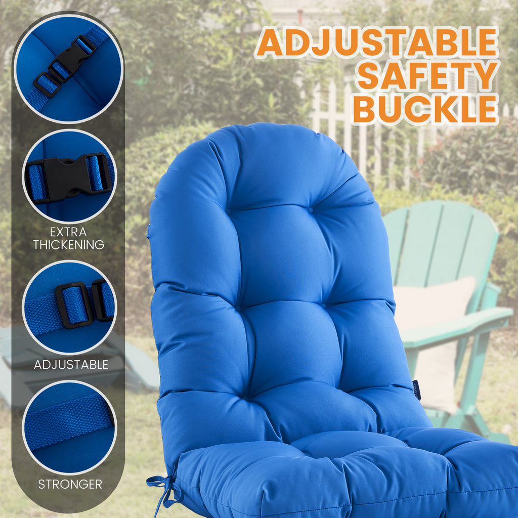 ARTPLAN Outdoor Adirondack Chair Cushion for Patio Furniture,Tufted Thick Seat & Round High Back Rocking Oudoor Colorful Cushion, 48"x21"x4" inches,Fade-Resistant