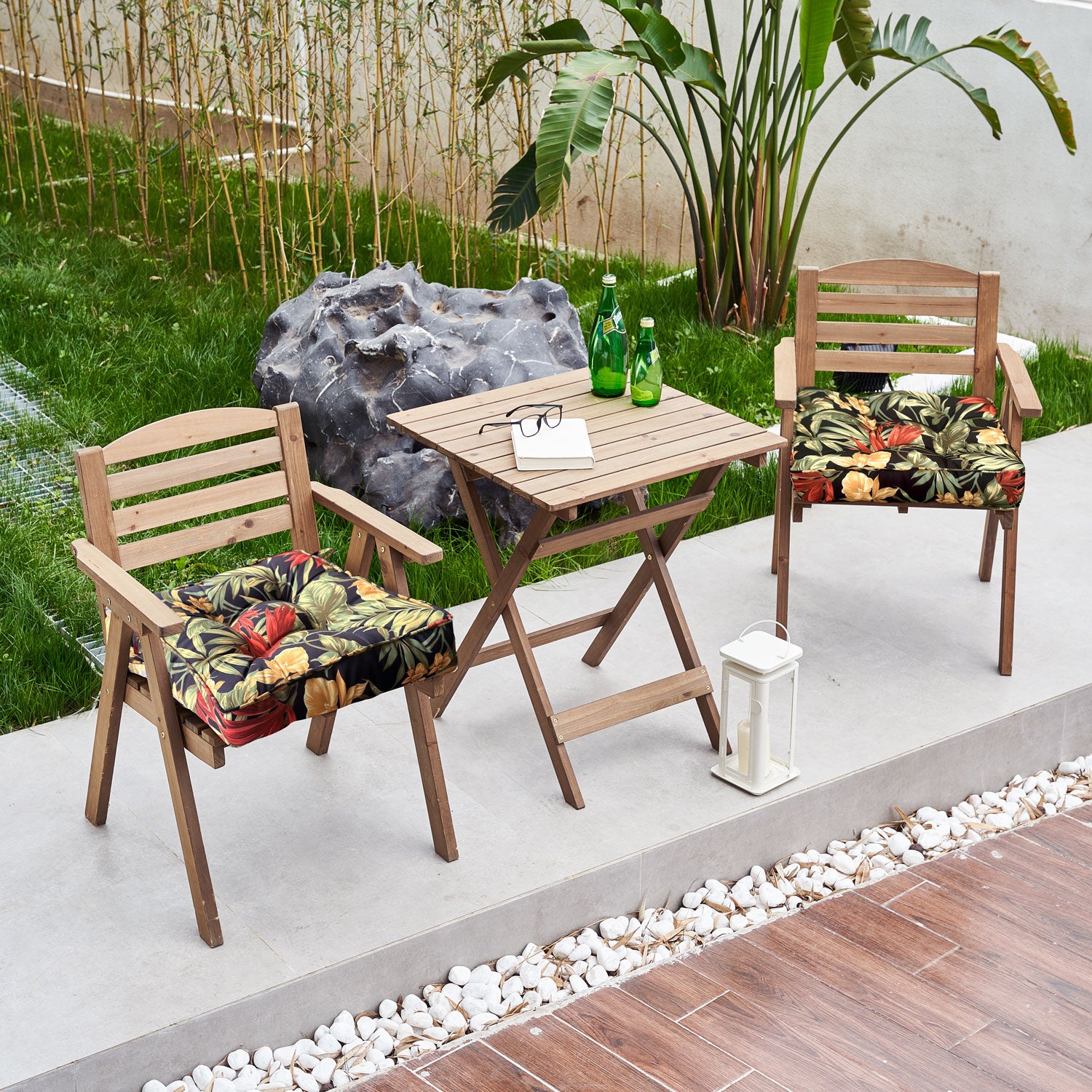 ARTPLAN Outdoor Seat Cushions,Pack of 2 Tufted  Patio Chair Pads 19x19x5 Inches Square Foam for Dining Chair