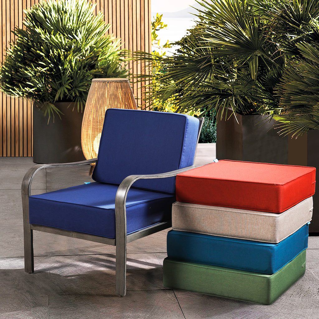 ARTPLAN Outdoor Cushions for Patio Furniture, 24x24x6" Thick Seat Cushion Set, Fade Resistant, Deep Seat Bottom and Back Cushion with Removable Cover