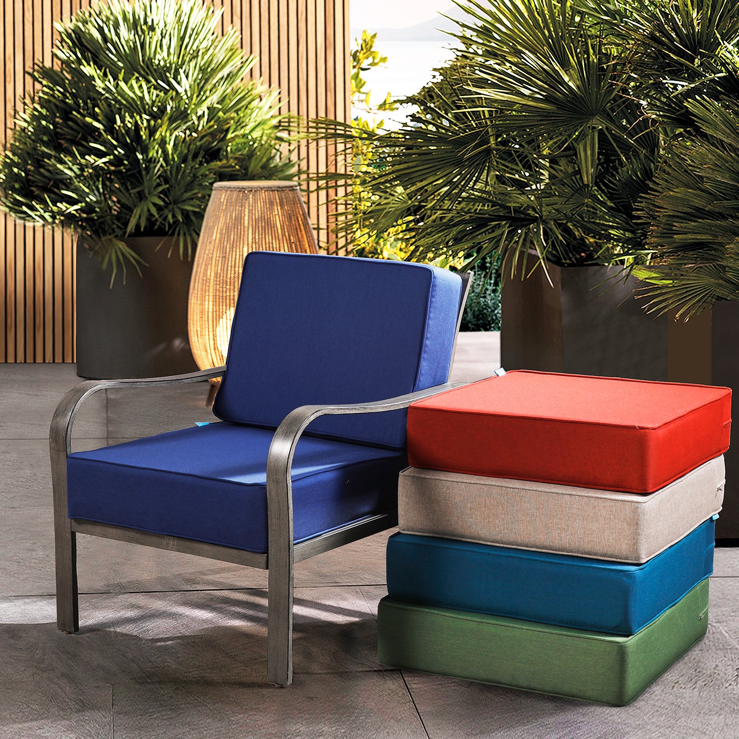 ARTPLAN Outdoor Cushions for Patio Furniture, 24x24x6" Thick Seat Cushion Set, Fade Resistant, Deep Seat Bottom and Back Cushion with Removable Cover