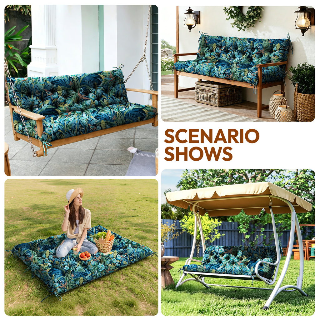 Swing Cushion Replacement for 2-3 Seater Outdoor Bench, 59" Patio Porch Swing Seat Cushion - Heavy-Duty Universal Fit Outdoor Furniture Cushions, Weather-Resistant