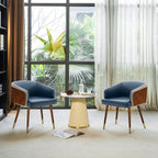 ARTPLAN Modern Dining Chair Faux Leather, Walnut Top Metal Legs Kitchen Seat，set of 1/set of 2