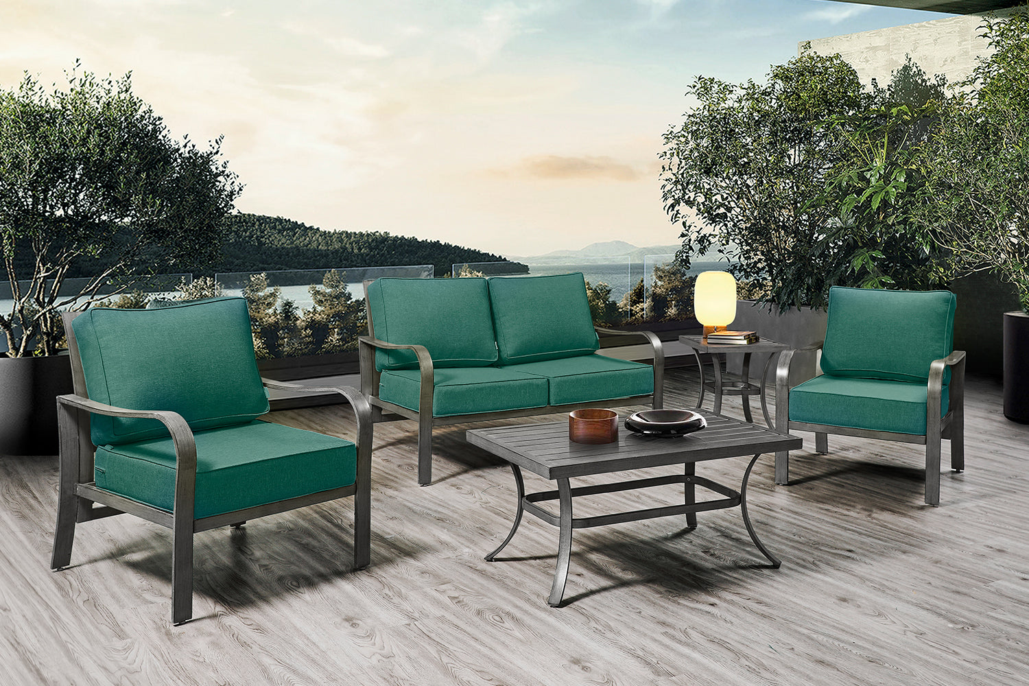 ARTPLAN Deep Seat Outdoor Cushion,Set 24"x24"x6" ,18x24" Bench Outdoor Chair Cushions, Polyester Fill Back for Patio Furniture ,Square
