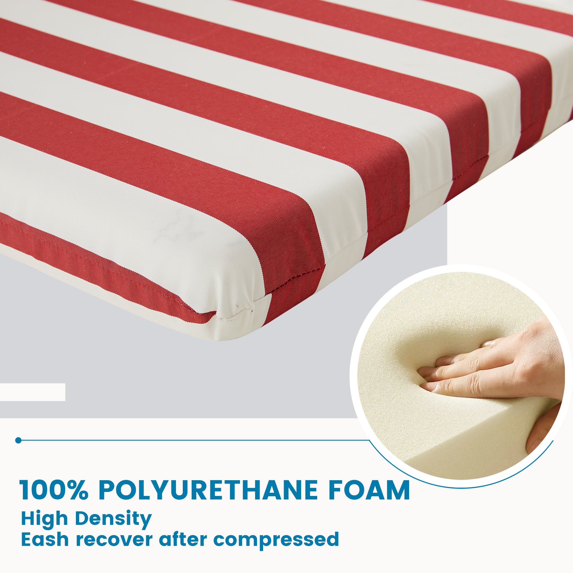 ARTPLAN Outdoor Chair Cushion,Seat & High Back Adirondack Rocking Wicker Chair Lawn Foam Cushion for Patio Furniture,45.5"x21"x3"