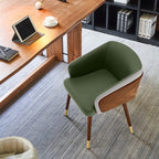 ARTPLAN Modern Dining Chair Faux Leather, Walnut Top Metal Legs Kitchen Seat，set of 1/set of 2