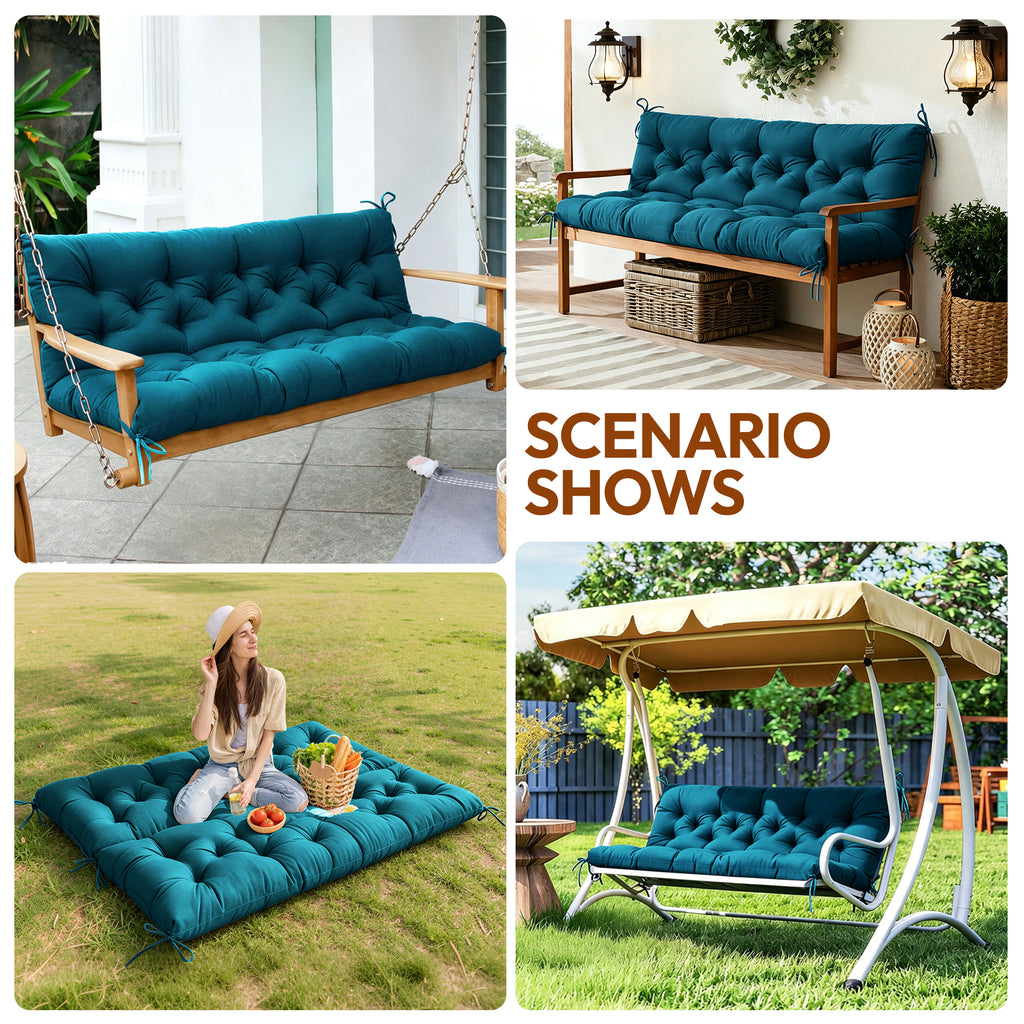 Swing Cushion Replacement, 2-3 Seater Waterproof Outdoor Bench Pad for Patio, Porch, Garden Furniture - Heavy-Duty Universal Fit