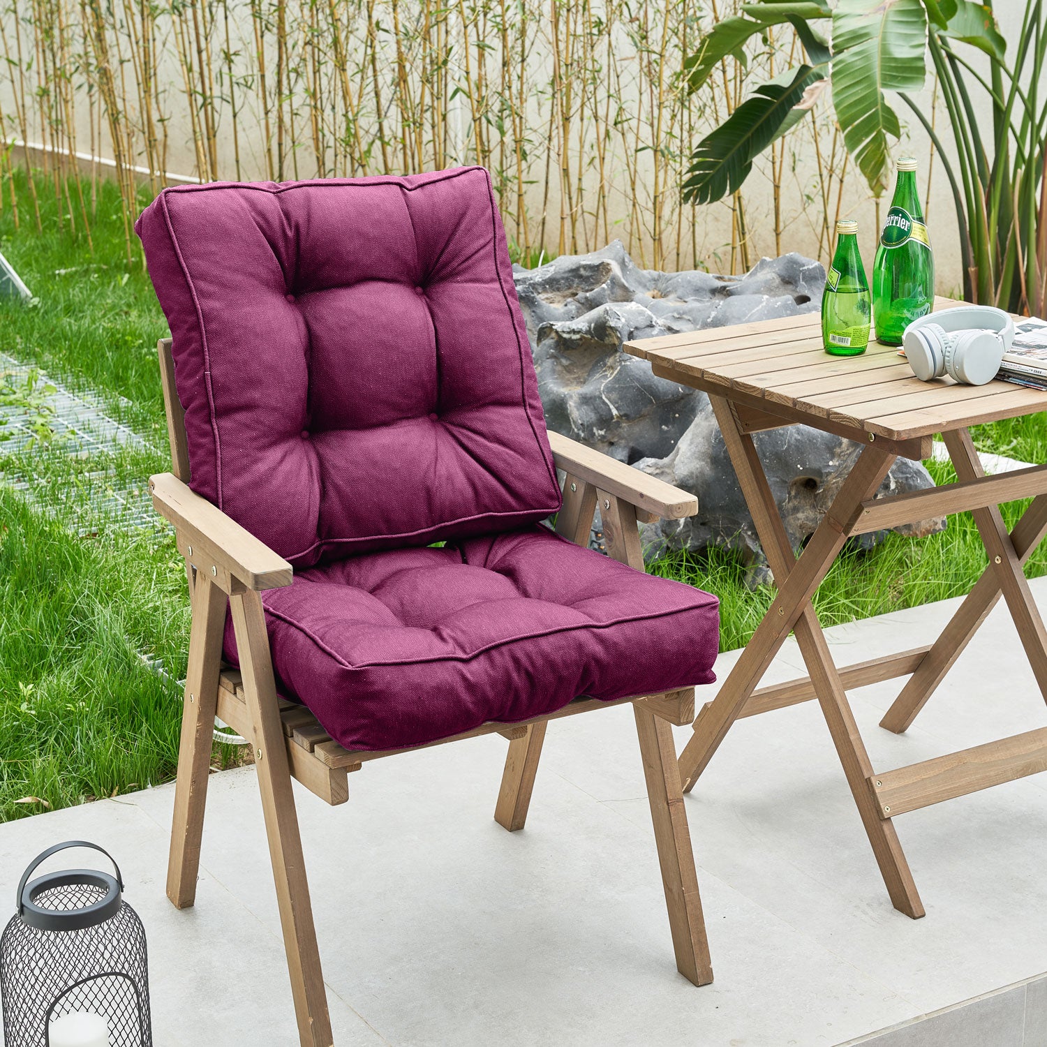 ARTPLAN Outdoor Seat Cushions,Pack of 2 Tufted  Patio Chair Pads 19x19x5 Inches Square Foam for Dining Chair