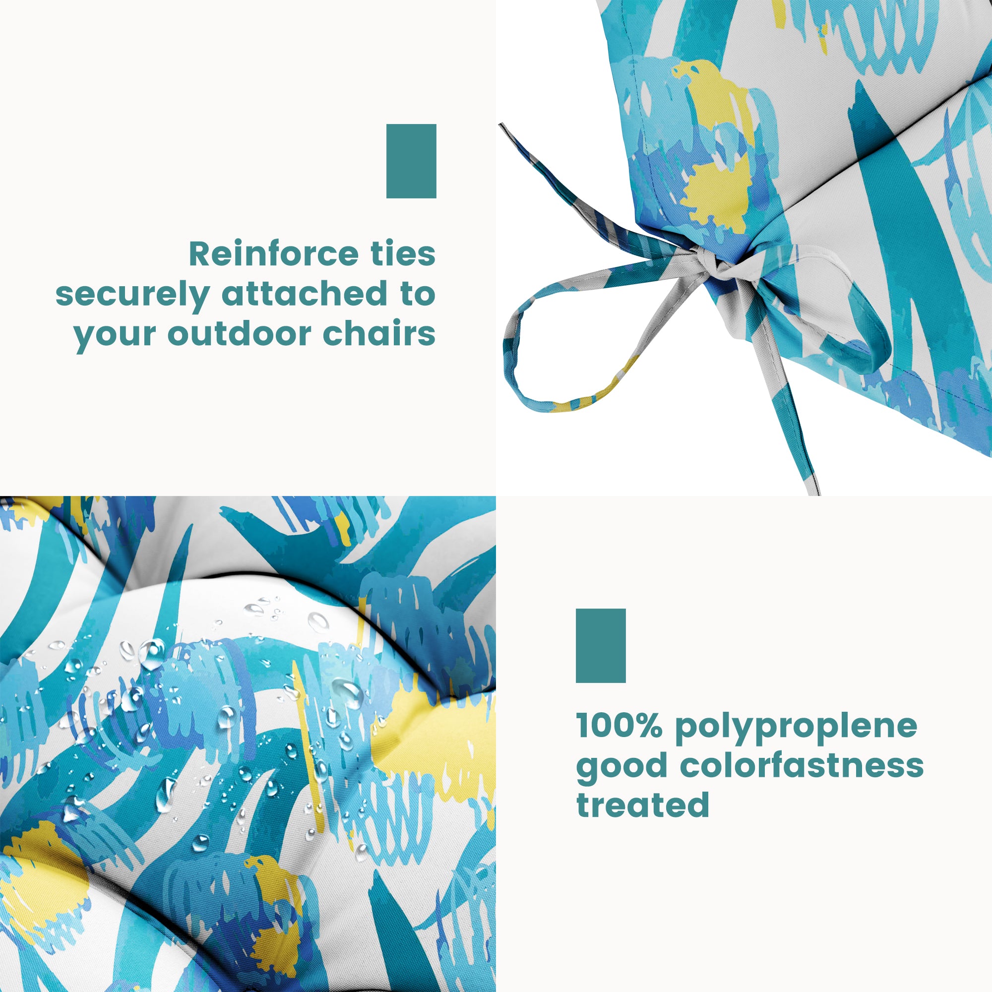 Floral High-Back Seat Cushion - Waterproof Outdoor Adirondack Chair Cushion for Patio Furniture with Tie, Vibrant Patterns, Premium Elastic Padding, Multi-Scenario Use