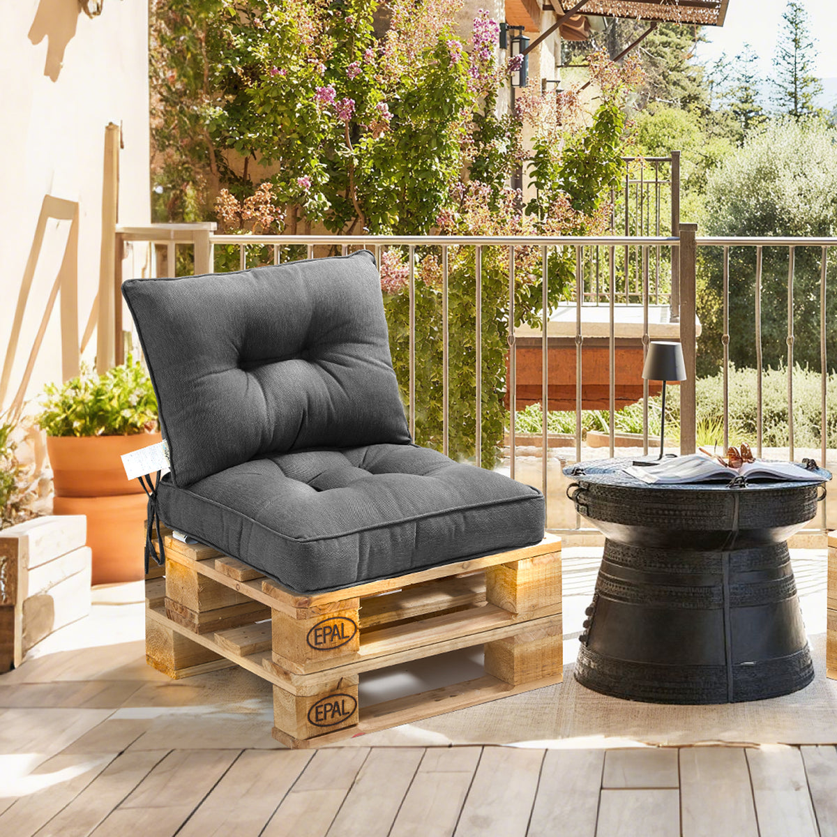 Outdoor Chair Cushions Set of 2, All-Weather Patio Furniture Cushions with High Resilience Foam, Indoor Outdoor Seat & Back Cushion for Patio, Garden, Sunroom