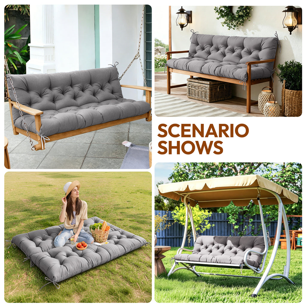 Swing Cushion Replacement, 2-3 Seater Waterproof Outdoor Bench Pad for Patio, Porch, Garden Furniture - Heavy-Duty Universal Fit
