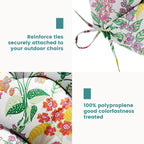 Floral High-Back Seat Cushion - Waterproof Outdoor Adirondack Chair Cushion for Patio Furniture with Tie, Vibrant Patterns, Premium Elastic Padding, Multi-Scenario Use