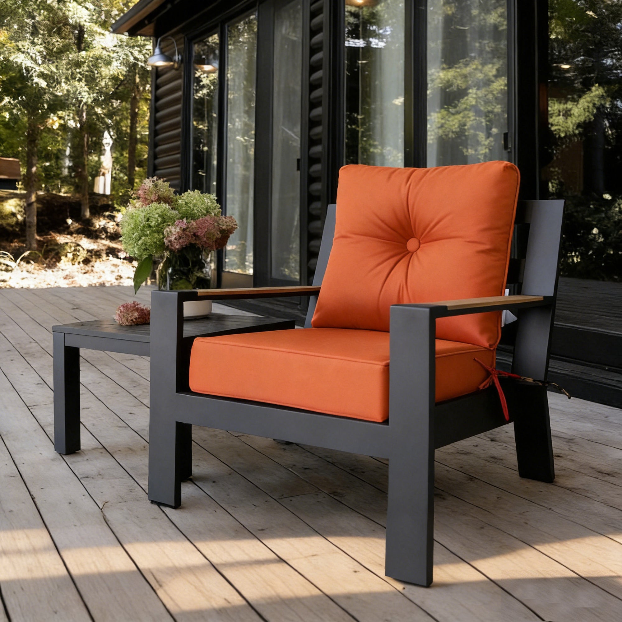 Deep Seat Pillow and High Back Chair Cushions Outdoor Water Repellent Replacement Patio Seating Cushions,Seat 24"x24"x6",Back 22"x24"x6"