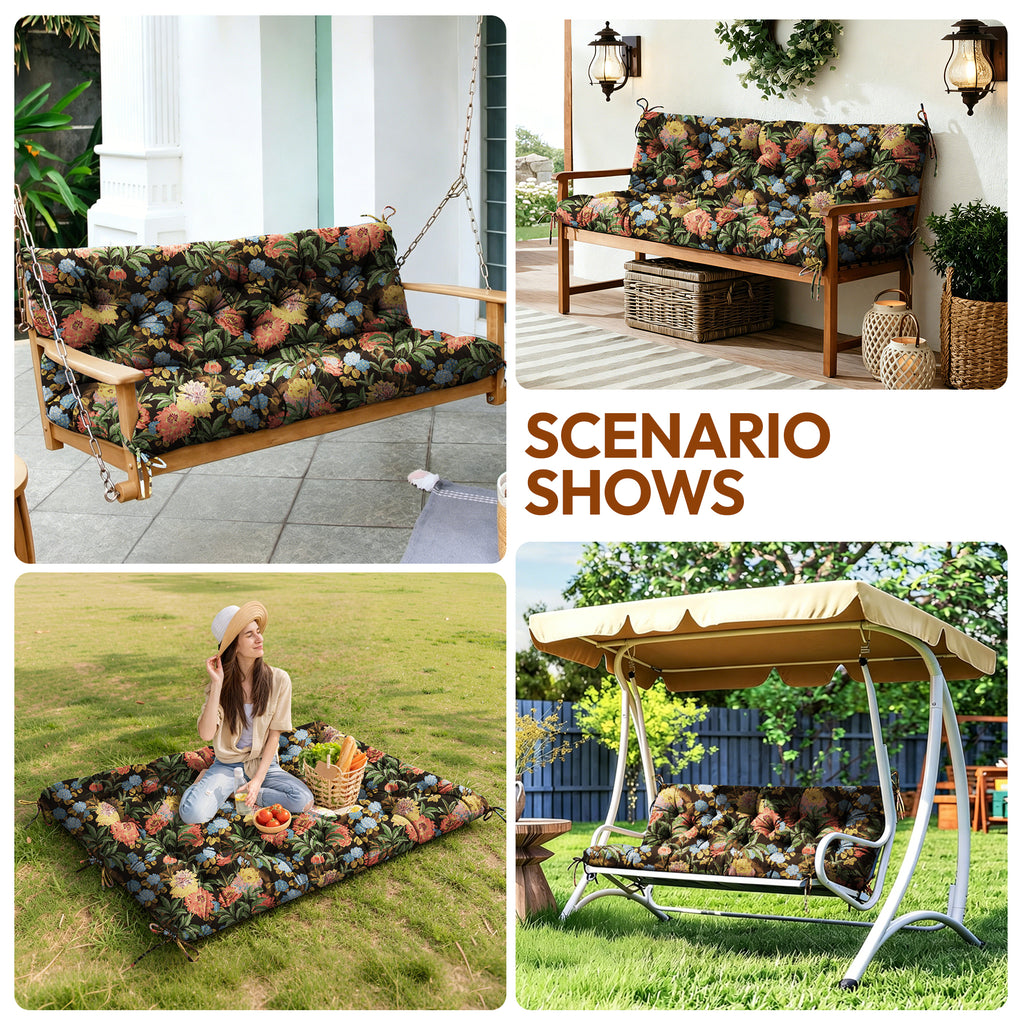 Swing Cushion Replacement for 2-3 Seater Outdoor Bench, 59" Patio Porch Swing Seat Cushion - Heavy-Duty Universal Fit Outdoor Furniture Cushions, Weather-Resistant