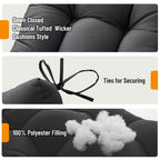 3 Pieces Outdoor Chair Cushions Clearance with Ties,44x19x5 Inches,1 Love seat &2 U-Shape Tufted Patio Bench Cushions for Wicker Outdoor Furniture,All Weather,