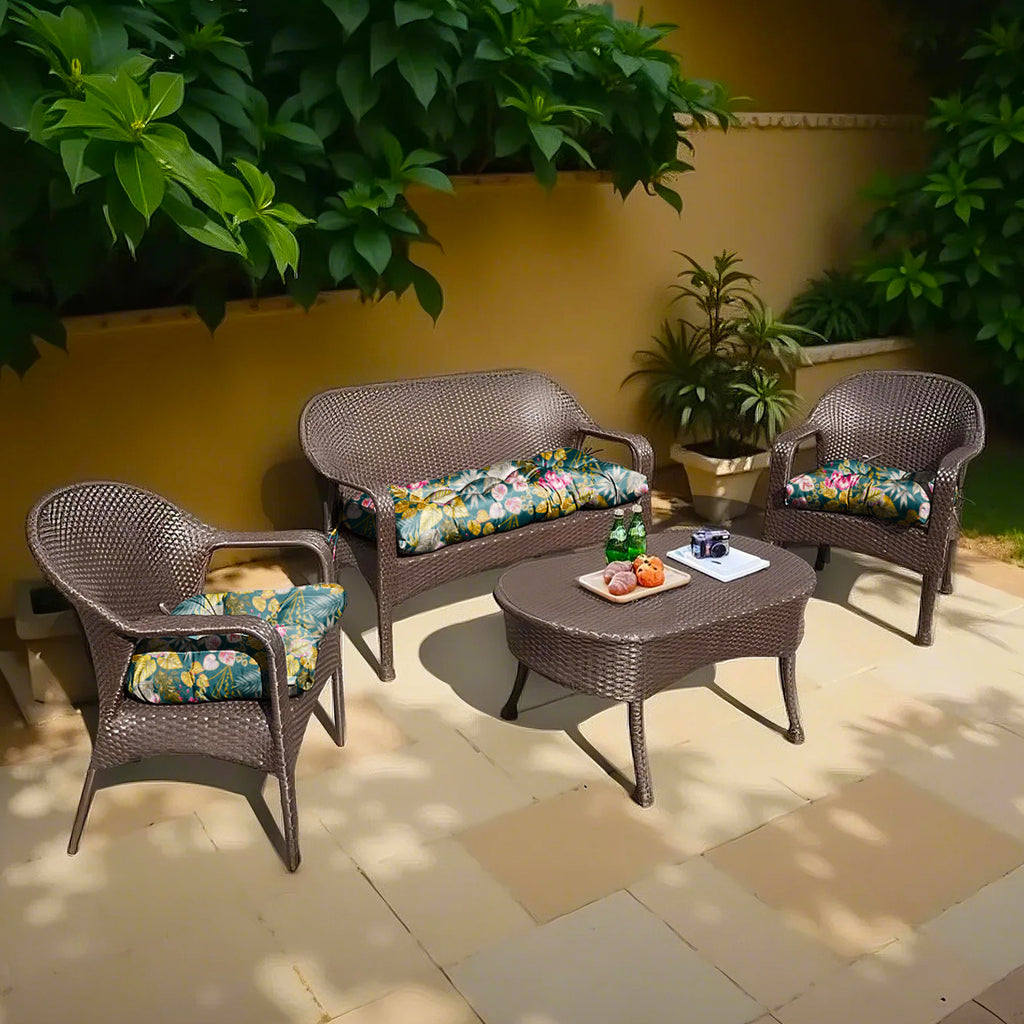 3 Pieces Outdoor Chair Cushions Set–Waterproof Tufted Cushions with Ties for Patio coversation, Loveseat & Bench, 44"x19"x5" UV-Resistant & Fade-Proof with Premium Polyester Filled