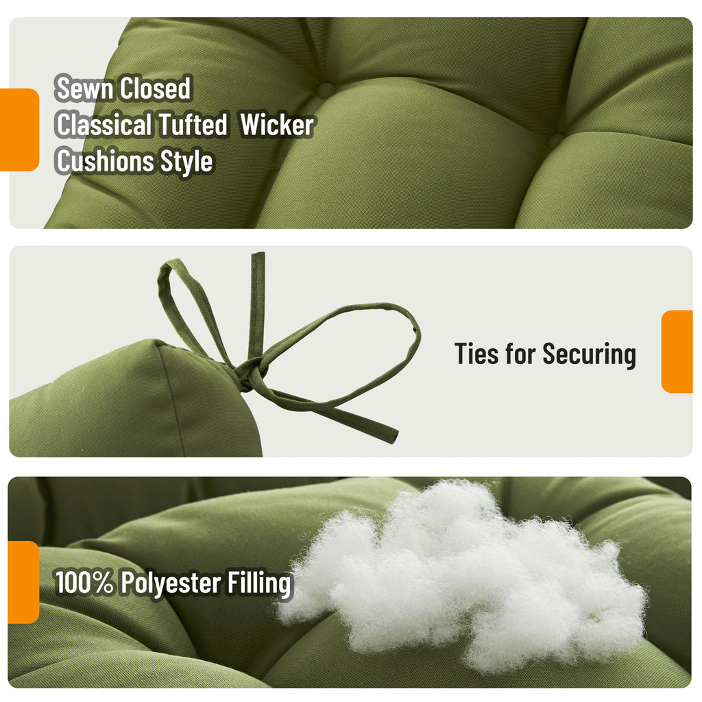 3 Pieces Outdoor Chair Cushions Clearance with Ties,44x19x5 Inches,1 Love seat &2 U-Shape Tufted Patio Bench Cushions for Wicker Outdoor Furniture,All Weather,