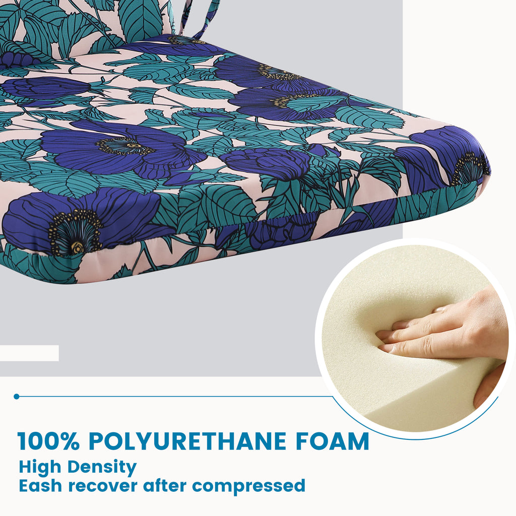 ARTPLAN Outdoor Chair Cushion,Seat & High Back Adirondack Rocking Wicker Chair Lawn Foam Cushion for Patio Furniture,45.5"x21"x3"