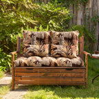 ARTPLAN Outdoor Cushions for Settee,Wicker Loveseat Cushions with Tie,Tufted Patio Cushions 2 U-Shaped Set of 5 Piece,L44xW19,Floral,