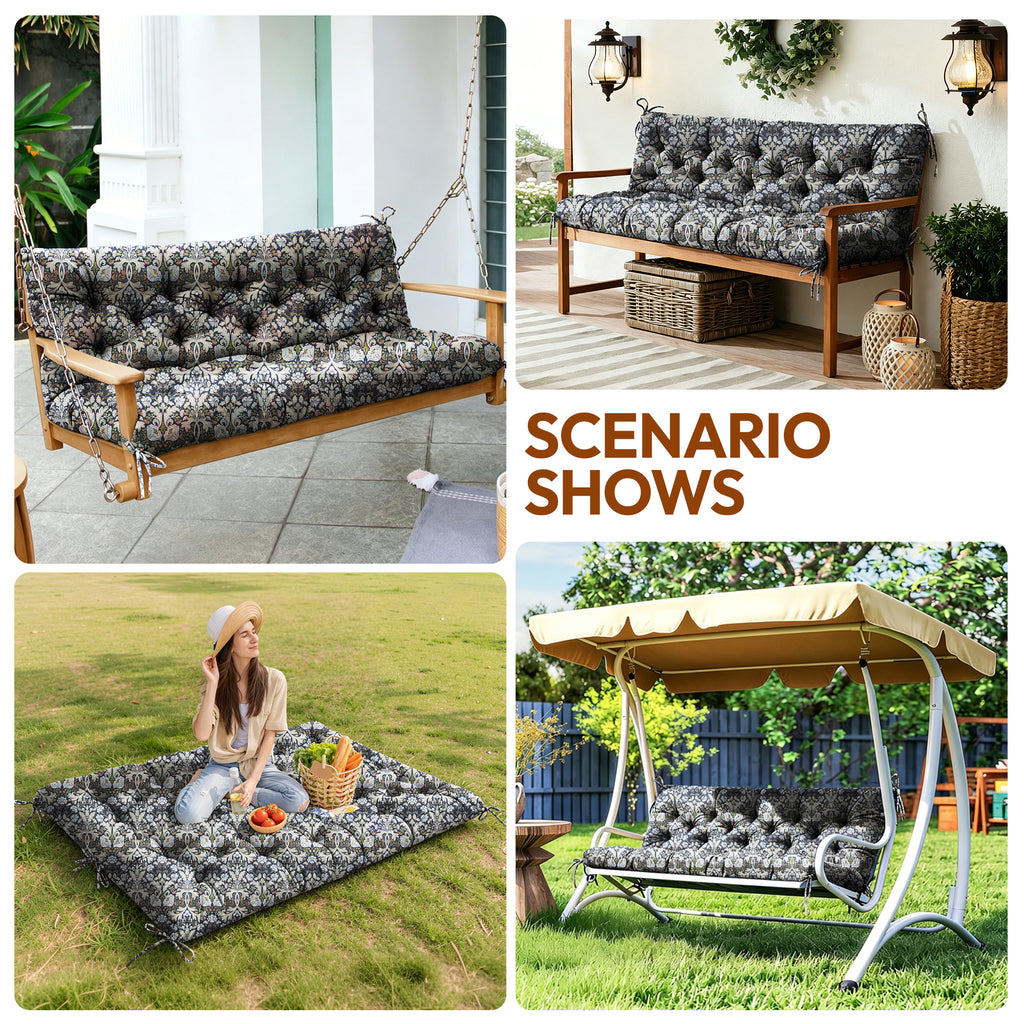 Swing Cushion Replacement for 2-3 Seater Outdoor Bench, 59" Patio Porch Swing Seat Cushion - Heavy-Duty Universal Fit Outdoor Furniture Cushions, Weather-Resistant