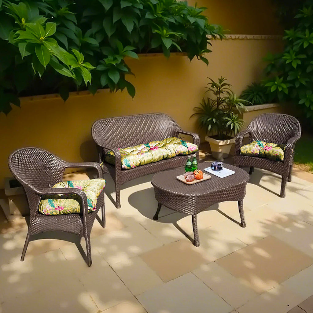3 Pieces Outdoor Chair Cushions Set–Waterproof Tufted Cushions with Ties for Patio coversation, Loveseat & Bench, 44"x19"x5" UV-Resistant & Fade-Proof with Premium Polyester Filled