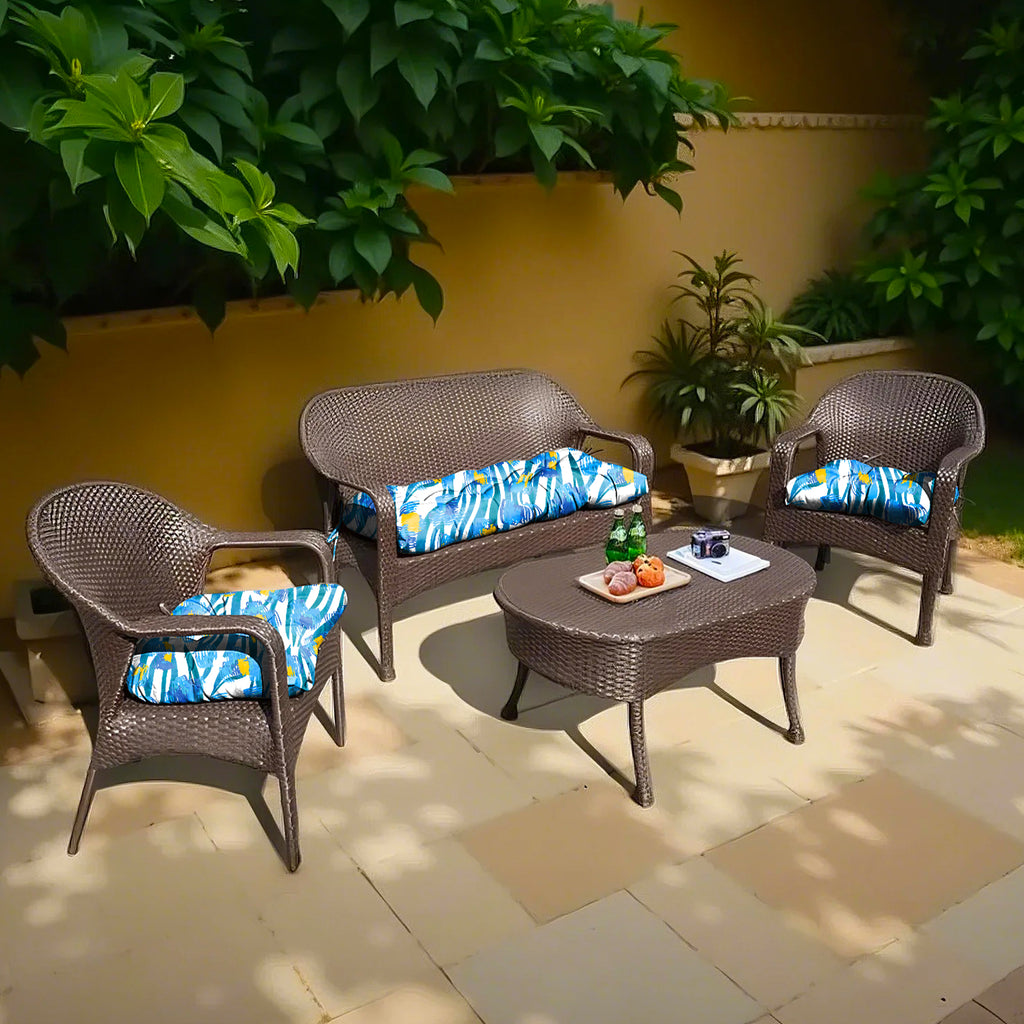 3 Pieces Outdoor Chair Cushions Set–Waterproof Tufted Cushions with Ties for Patio coversation, Loveseat & Bench, 44"x19"x5" UV-Resistant & Fade-Proof with Premium Polyester Filled