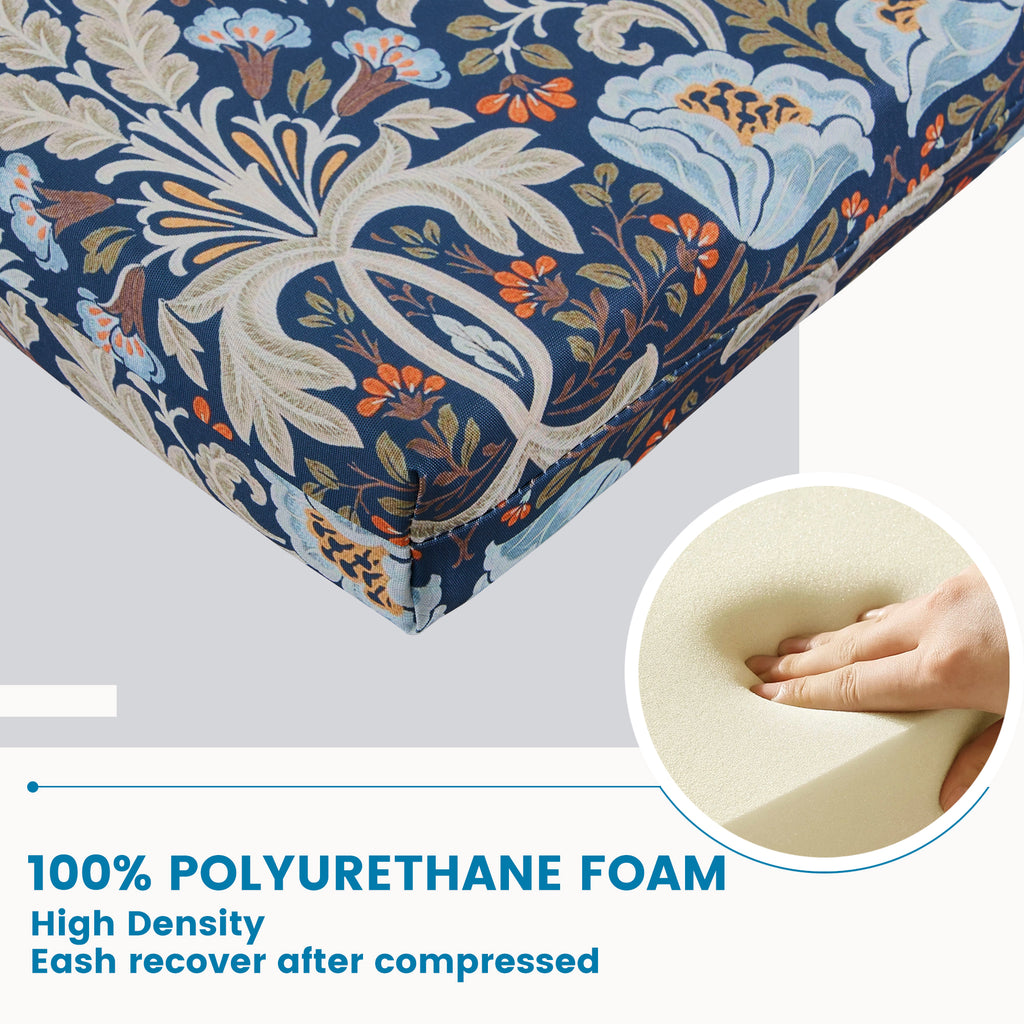 Outdoor Chair Cushions for Patio Furniture, Waterproof Outdoor Cushions, Round Corner Patio Chair Cushions Set of 4 with Ties,17"x16"x2"
