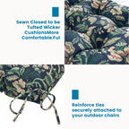 ARTPLAN Outdoor Chair Cushions,40"x20"x4",Low BackTufted Thick Outdoor Wicker Lawn Seat Cushion with Ties for Patio Furniture,Floral