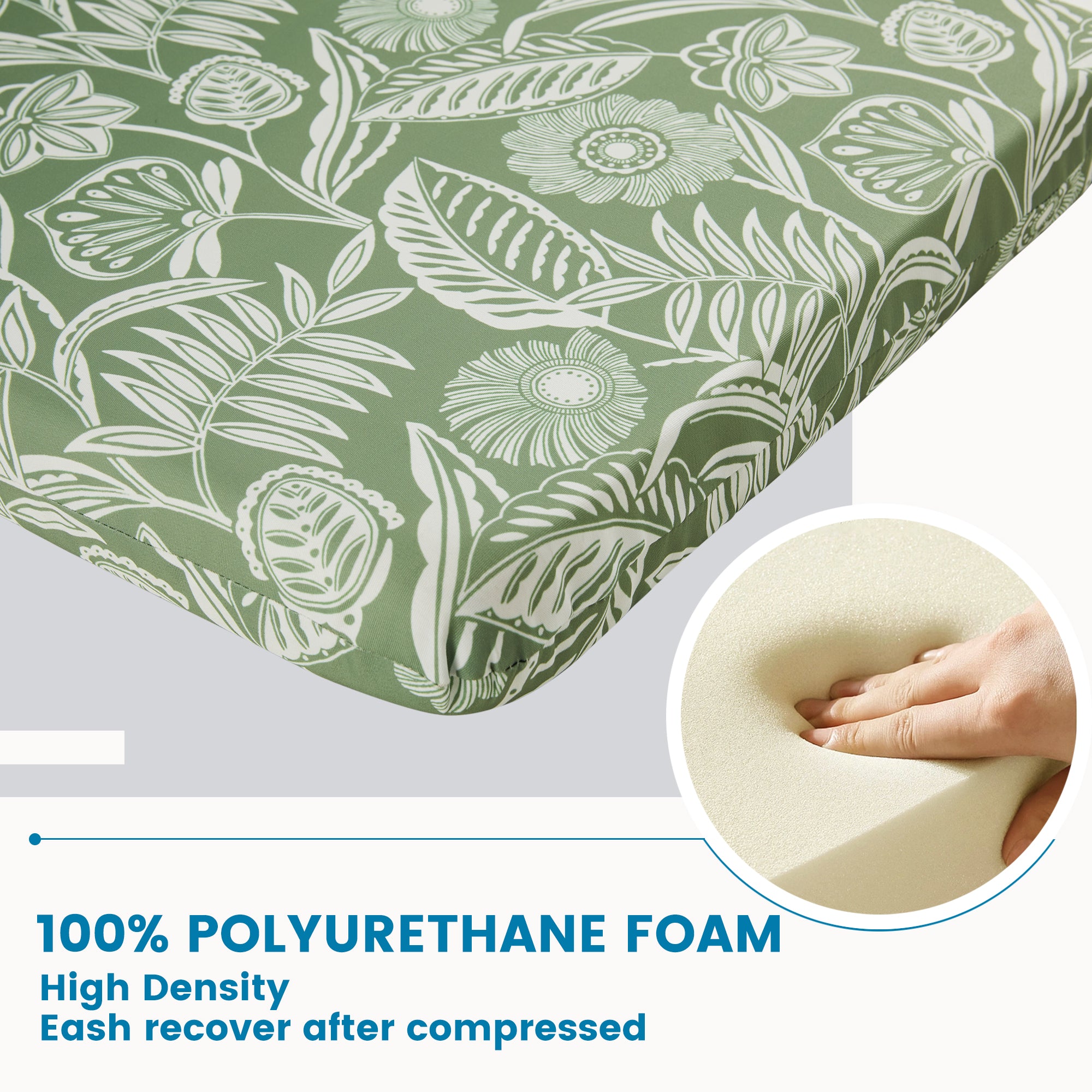 ARTPLAN Outdoor Chair Cushion,Seat & High Back Adirondack Rocking Wicker Chair Lawn Foam Cushion for Patio Furniture,45.5"x21"x3"