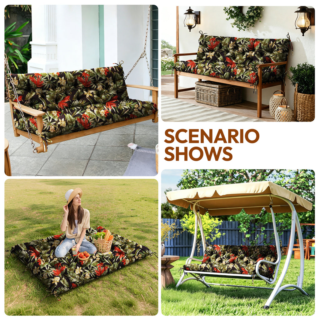 Swing Cushion Replacement for 2-3 Seater Outdoor Bench, 59" Patio Porch Swing Seat Cushion - Heavy-Duty Universal Fit Outdoor Furniture Cushions, Weather-Resistant
