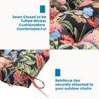 ARTPLAN Outdoor Chair Cushions,40"x20"x4",Low BackTufted Thick Outdoor Wicker Lawn Seat Cushion with Ties for Patio Furniture,Floral