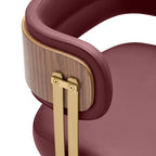 ARTPLAN Walnut Leather Dining Chair - Modern Upholstered Kitchen Chair with High-Resilience Foam Cushion, Stainless Steel Gold Frame for Dining Room, Easy Assembly