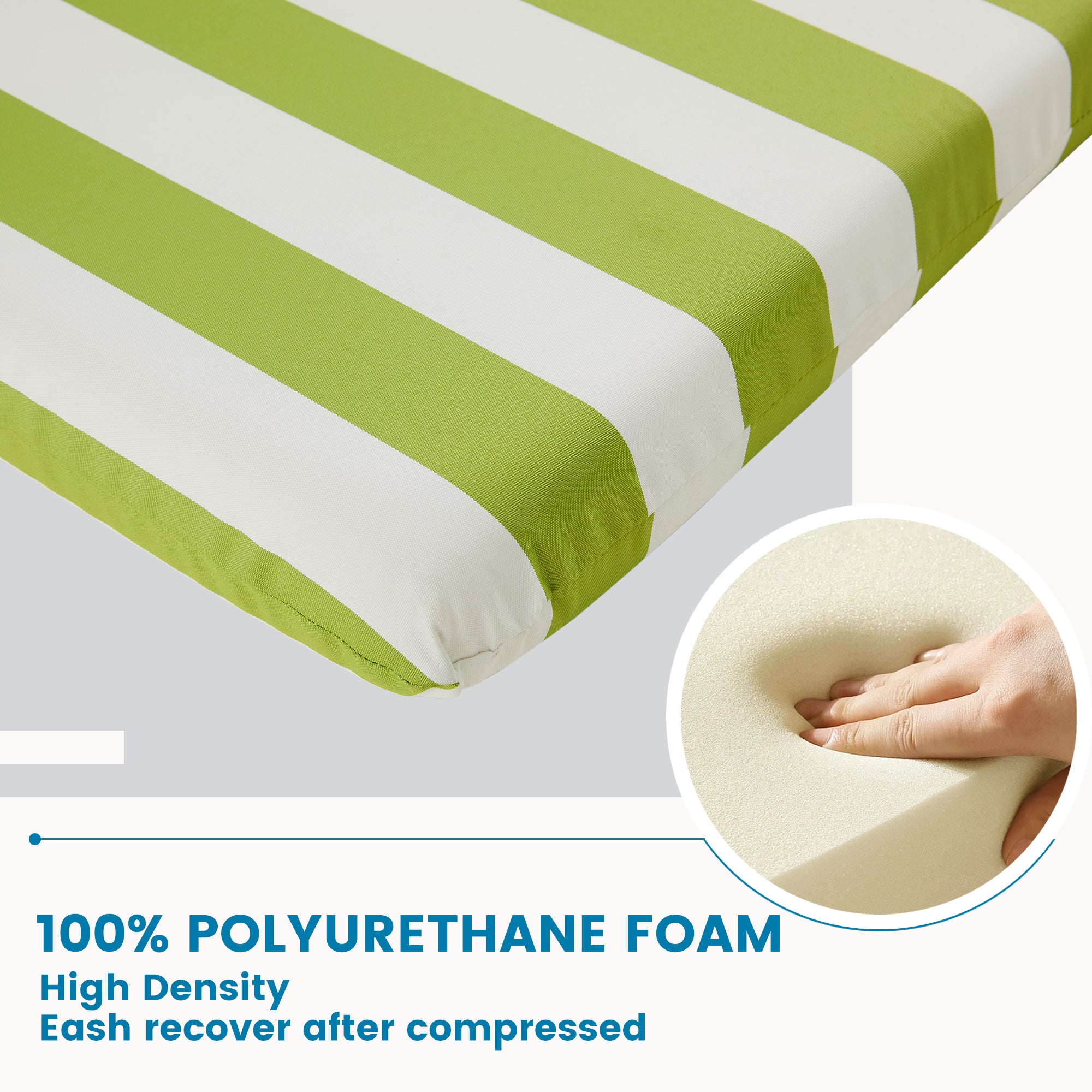 ARTPLAN Outdoor Chair Cushion,Seat & High Back Adirondack Rocking Wicker Chair Lawn Foam Cushion for Patio Furniture,45.5"x21"x3"