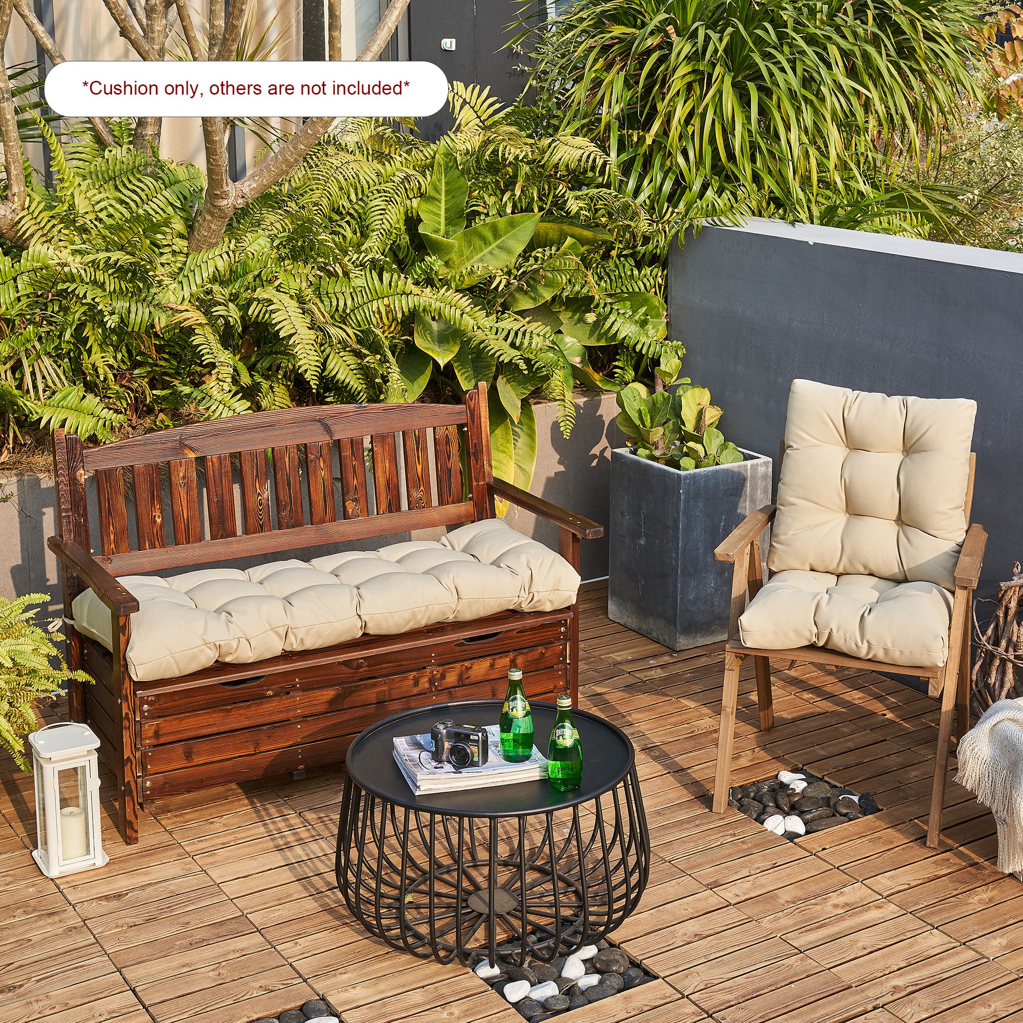ARTPLAN Outdoor 48 Inch Bench Cushion Tufted for Outdoor Furniture, 48"x18"x4" Wicker Patio Loveseat Cushion All Weather