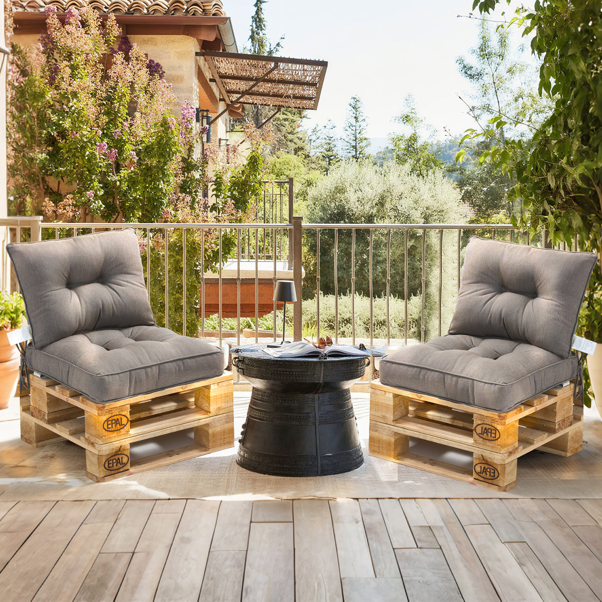 Outdoor Chair Cushions Set of 2, All-Weather Patio Furniture Cushions with High Resilience Foam, Indoor Outdoor Seat & Back Cushion for Patio, Garden, Sunroom