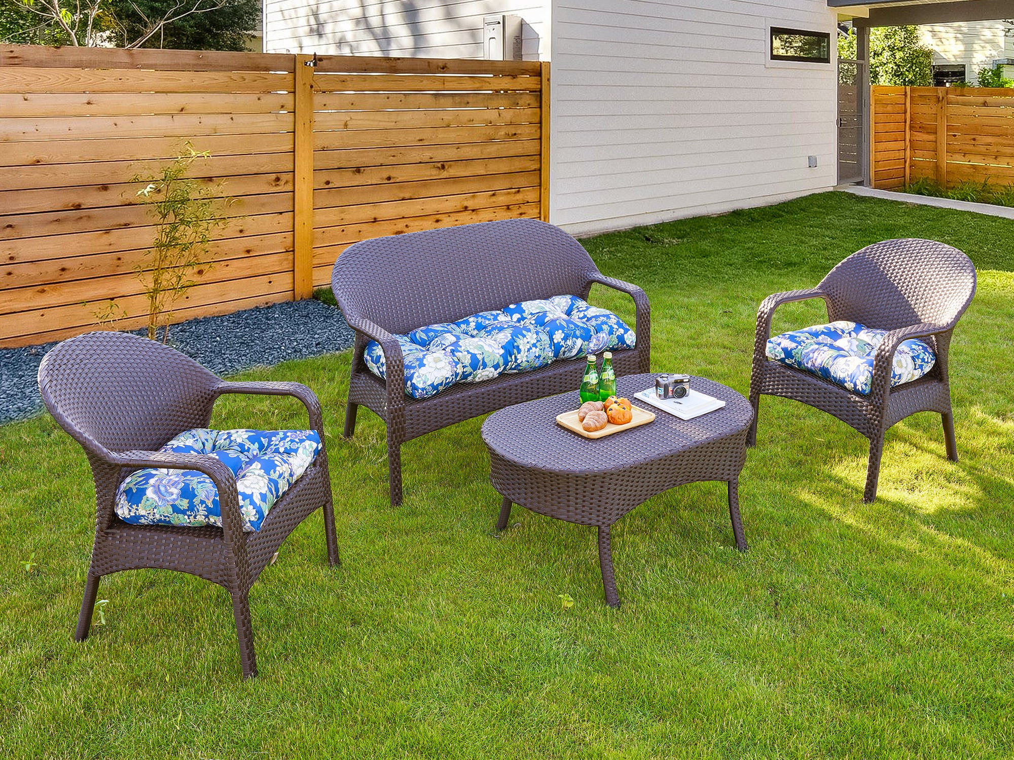 ARTPLAN Outdoor Chair Cushions,3 Piece Loveseat Outdoor Cushions Set,Tufted/Wicker Patio Cushion for Patio Furniture All Weather,44"x19"x5"