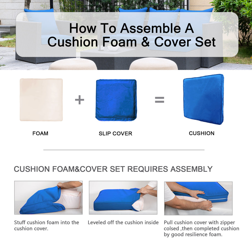 ARTPLAN 2-Piece Deep Seat Cushion Set with Backrest - Multiple Colors | All-Weather Outdoor Sofa Cushions for Sectionals & Patio Conversation Sets