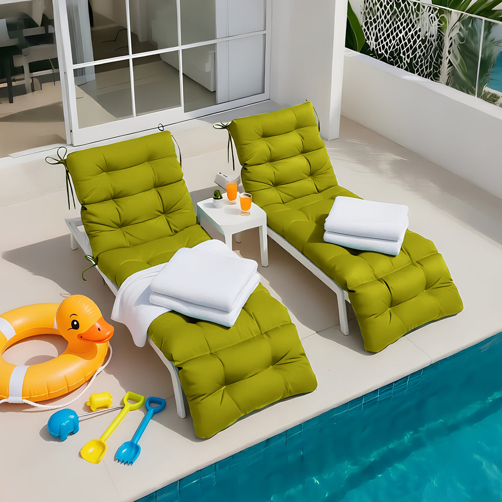 Outdoor Chaise Lounge Chair Cushion 72 x 22 x 4 Inches 100% Waterproof Polyester Patio Pool Lounge Chair Cushion for Outdoor Furniture with Ties