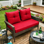 ARTPLAN Outdoor Loveseat Deep Seat Cushion Set, 46"x24"x4" Water Repellent Fade-Resistant Patio Cushions, Solution-Dyed Fabric with Removable Zipper Cover, High-Density Foam for Bench, Swing & Patio Furniture