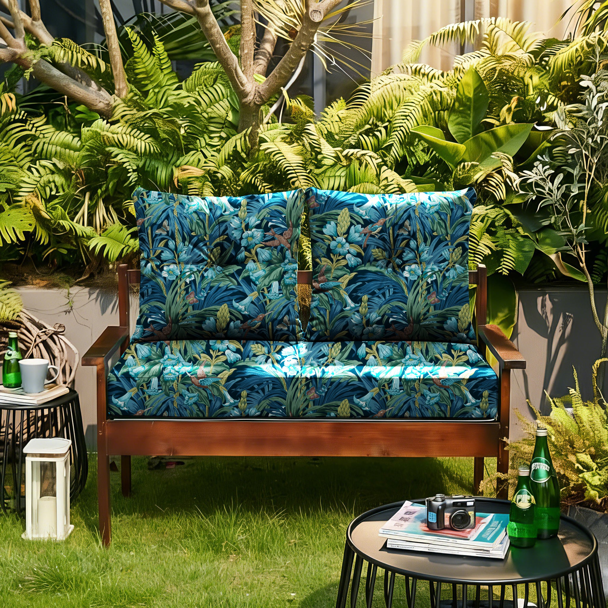 ARTPLAN Outdoor Loveseat Deep Seat Cushion Set, 46"x24"x4" Water Repellent Fade-Resistant Patio Cushions, Solution-Dyed Fabric with Removable Zipper Cover, High-Density Foam for Bench, Swing & Patio Furniture