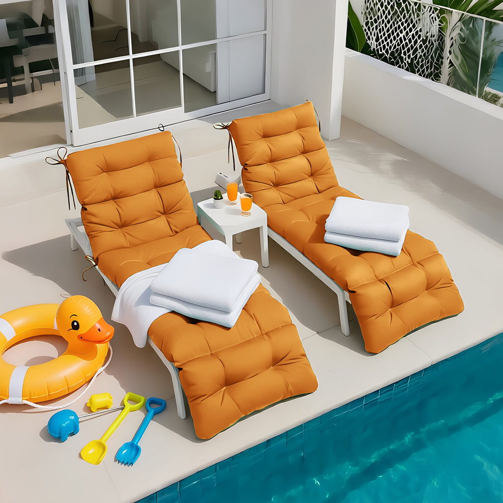 Outdoor Chaise Lounge Chair Cushion 72 x 22 x 4 Inches 100% Waterproof Polyester Patio Pool Lounge Chair Cushion for Outdoor Furniture with Ties