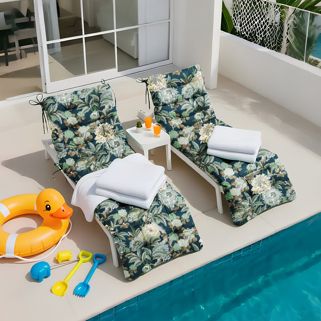 Outdoor Chaise Lounge Chair Cushion 72 x 22 x 4 Inches 100% Waterproof Polyester Patio Pool Lounge Chair Cushion for Outdoor Furniture with Ties